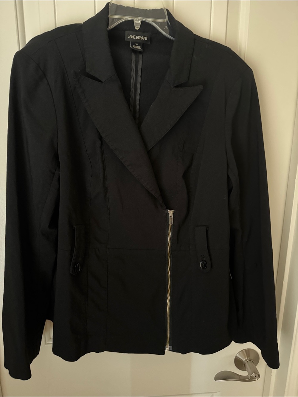 Lane Bryant Black Asymmetrical Zip Blazer Moto Jacket Sz 18